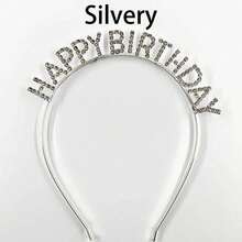 1/2 piezas Diadema de cumpleaños feliz con cristales de estrás, accesorios para el cabello de fiesta de cumpleaños, accesorios para el cabello con cristales brillantes. Decoraciones de fiesta de cumpleaños con tres colores opcionales. - Multicolor - Ver 8