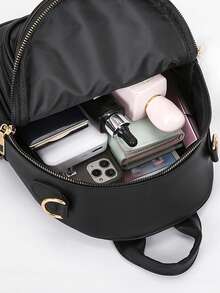 New Design Versatile Soft Leather Women Backpack, Large Capacity Book Bag/Travel Bag - Black - View 4