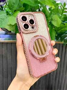 Funda de lujo con diamantes de imitación y purpurina, suave y compatible con phone 16 Pro Max/16/16 Pro/16 Plus/16E/15/15 Pro Max/15 Pro/15 Plus/11/12/13/14 Pro Max/11 Pro Max/12 Pro/12 Pro Max/13 Pro/13 Pro Max/7 Plus/14 P - Rosa - Ver 4