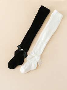 2pcs Girls Heart Print Tights, Fashionable For Summer - Multicolor - View 5