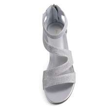 PENNYSUE Women's Low Wedge Sandals Wide Width Ankle Strap Open Toe With Zipper Summer Dress Shoes - 銀色 - 查看 5