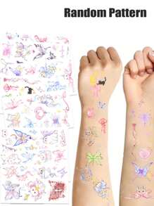 2025 Neue glitzernde Kinder Cartoon Farblinien Aufkleber, süße wasserfeste temporäre Party-Treffen Aufkleber für Finger & Handgelenk, niedliche wasserfest Party Geschenke Party Aufkleber Aufkleber