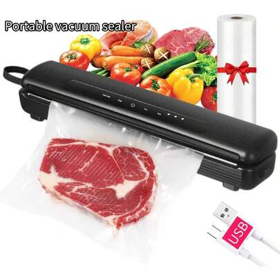 RAF Digital Display Vacuum Sealer Machine, Suitable For Vacuum Sealing Various Foods, Vacuum Bags, Easy To Operate, Can Vacuum Seal Dry And Soft Food Bags For Storage