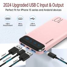 Batterie externe, Power Bank 22,5 W, chargeur portable 10 000 mAh, charge rapide avec LED, compatible avec téléphone, Sasung, Pad, etc.