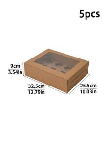 5pcs/10pcs Paperboard Cupcake/Pastry Boxes, Suitable For Baked Goods, Festivals, Parties