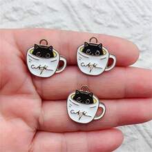 10/20pcs Zinc Alloy Cute Cat Shaped Pendant, Suitable For DIY Earring, Bracelet, Necklace, Keychain Jewelry Making - Multicolor - View 5
