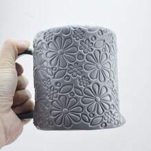 不粘可重复使用柔性粘土纹理垫适用于陶器陶瓷聚合物粘土工具压印浮雕印章草叶花朵图案