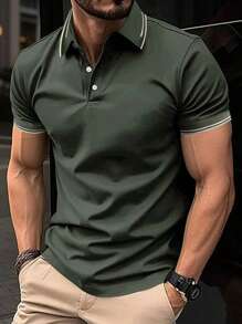 Heren poloshirt met kraag voor de lente/zomer, zakelijk/casual T-shirt met korte mouwen, kantoor-/feest-/evenementkleding