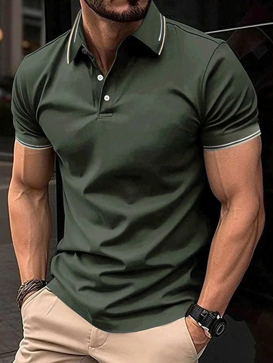 Heren poloshirt met kraag voor de lente/zomer, zakelijk/casual T-shirt met korte mouwen, kantoor-/feest-/evenementkleding