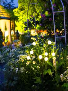 Firefly Solar Garden Light Outdoor 1/2/5 Packs Firefly Light Waterproof Swinging Garden Light Suitable For Small Road Decoration Christmas Decoration Courtyard Decoration Terrace Landscape Decoration Garden Decoration Courtyard Decoration, 6 LEDs Per Piece