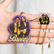 時尚畢業/返校主題設計的定制項鏈-紀念生日禮物，驚喜禮物，同學禮物 - Gold And Glitter Silver - 查看 8