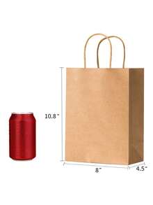 10/20/50pcs Brown Paper Bags With Handles In Assorted Sizes, Kraft Paper Gift Bags Suitable For Retail, Party, Shopping, Gifts - Multicolor - View 5
