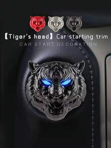 1pc Car Tiger Head Style One-Key Start Push Button Protection Cover, Interior Decorative Sticker - one-size - View 10