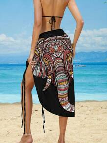 Women's Summer New Elephant Print Casual Cover-Up, Resort Style