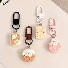 Cute Snack Biscuit Animal Pink Biscuit Rabbit Keychain, Kindergarten Kids Accessory, Phone Charm, Simplistic Car Key Chain, Earphones Decor, Gift - Multicolor - View 2
