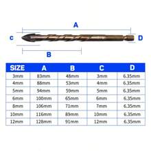 3-12mm Cross Hex Tile Drill Bits Set for Glass Ceramic Concrete Hole Opener Brick Hard Alloy Triangle Bit Woodworking Tool Kit