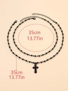 Cuiwrgrs 2 chiếc vòng cổ mặt dây chuyền tua rua thời trang tối giản, vòng cổ đĩa tròn đơn phong cách Hip-Hop sang trọng - màu đen - Xem 3