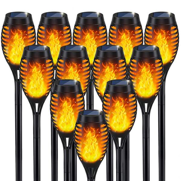 12 Pack Solar Flame Torch Lights, Outdoor Lights Solar Powered Waterproof For Outdoor Decor, LED Torches For Outside Decor,  Solar Outdoor Decorations For Patio Garden Art