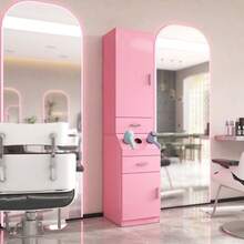 4 -Layer Salon Storage Cabinet,Beauty Barber Salon Styling Station Organizer Equipment,Hair Stylist Station Set With 2 Hair Dryer Holders,4 Drawers And Raised Table Legs - Pink + Particle Board+MDF - View 2