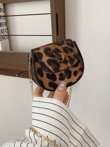 1 Pc Mini Vintage Leopard Print Maiden Chain Crossbody Bag Children Saddle Bag Flip Bag Shoulder Bag Versatile Portable Lightweight Flip Closure Coin Purse For Travelfor Vacation Outdoor Supermarket Festival Shopping Children's Gifts Birthday Gifts Give A Gift To Your Daughter Pu Leather Leopard Print Pattern Casual Bag Girls Children Bestfriend Teen Use Perfect Key Storage Bag Travel Accessories - Multicolor - View 5