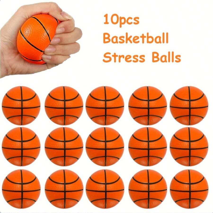 1/5/10/20 件迷你篮球挤压球 - 泡沫减压运动玩具，用于缓解压力和焦虑的弹力球，课堂奖励，派对礼物，圣诞节礼物 - 彩色 - 查看 1