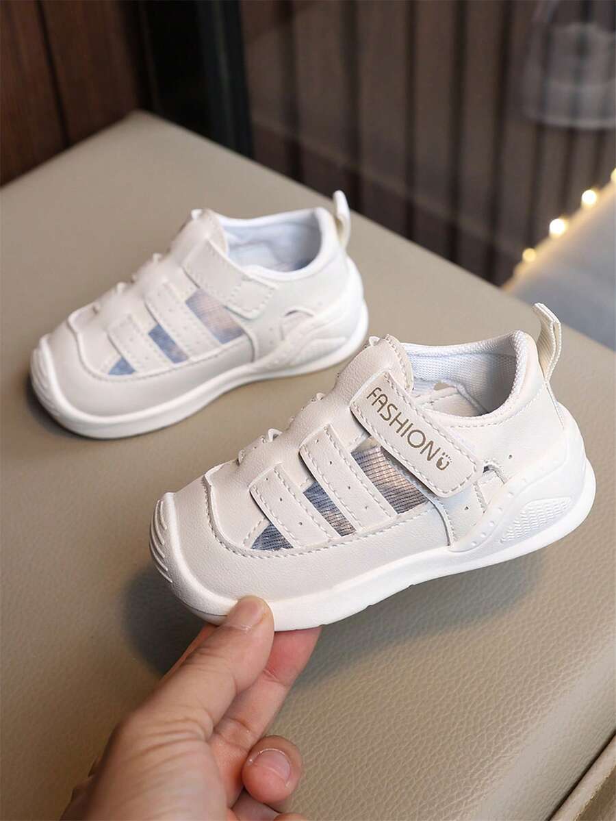 Toddler Kids Summer Closed Toe Sandals Beach Shoes, New Fashion Unisex Boys Girls Canvas Hook-And-Loop Hollow Out Shoes - Beige - View 1