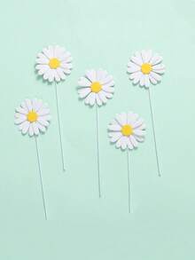 5pcs Daisy Cake Toppers - Perfect For Birthday Parties & Dessert Table Decorations, Versatile Paper Flower Decorations For Birthdays, Weddings & Bridal Showers - White - View 6