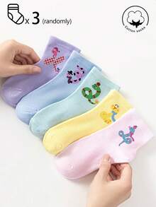 5/3/1 Pair Boys Girls Kids Socks Set - Candy Color Striped Solid With Bowknot/Heart/Graffiti Designs, Soft Breathable Cotton, Unisex Baby Toddler Teen Ankle/Mid-Calf Socks For School Sports Daily Wear, Short Socks/Crew Socks For Teenagers Students, 4-Season Black White Gray Multicolor Mix - Multicolor - View 15