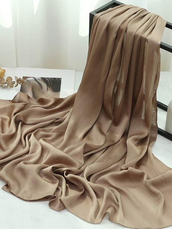 1pc Women's Elegant Solid Color Faux Silk Rectangular Scarf, Bandana,Women's Neck Scarf,Shawl,Light And Thin Comfortable Solid Color Muslim Women's Wrap Hijab, Abaya,Women's Headwear,For Daily Wear And Outing In Spring,Summer,And Autumn