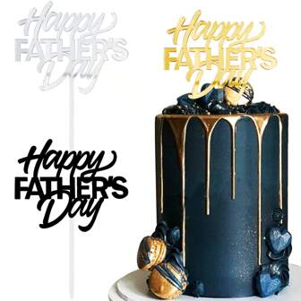 1pc/3pcs/5pcs Acrylic Happy Father's Day Cake Topper For Celebrate Father's Day Birthday Party Cake Dessert Decoration Supplies