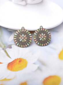 12 pièces Ensemble de fabrication de bijoux Pendentifs et boucles d'oreilles pour femmes de style bohème en alliage de zinc vert olive