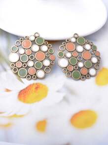 12 pièces Ensemble de fabrication de bijoux Pendentifs et boucles d'oreilles pour femmes de style bohème en alliage de zinc vert olive