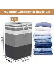 1 件 75L 便携式可折叠洗衣篮，带手柄，储物篮，可折叠洗衣篮，防水布折叠篮，用于存放衣服和玩具，带延长手柄和便携式可折叠设计，适用于家庭、宿舍、自助洗衣店，可用作袋子、衣物整理洗衣篮、洗衣篮浴室收纳篮、篮子 - 彩色 - 查看 1