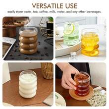 1pc 350ml Caterpillar Glass Cup, 350ml High Borosilicate Glass Water Cup, Iced Coffee Cup, Suitable For Beverages Like Juice, Milk, Tea, All-Season Drinking Glass, Can Be Used As A Gift (Straw Not Included). Ideal For Daily Use, Coffee And Tea Moments. - Multicolor - View 8