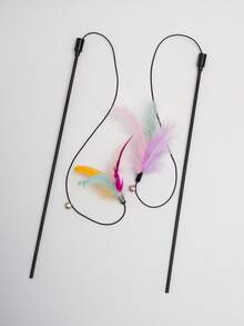 4 Colors Feather Cat Teaser Wand, Kitten Toys For Play Time