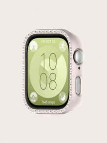 1 pieza Funda protectora con una de cristales de unicolor y estilo casual, a prueba de arañazos compatible con el reloj inteligente Watch Fit 3