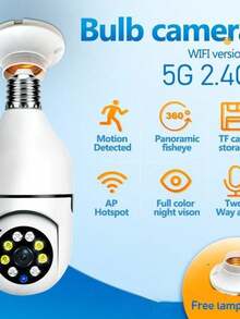 Câmera IP 360° Robozinho E27 com Visão Noturna, Alarme e Controle pelo Celular - Monitoramento Completo para Sua Casa ou Escritório - 3 unidades - Visão 7