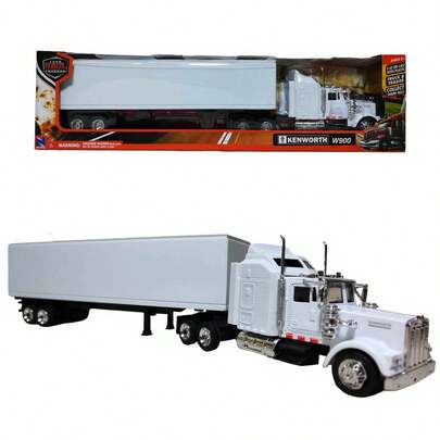 Tráiler Kenworth escala 1:43 color blanco con caja seca marca New Ray modelo a escala coleccionable detallado camión de juguete para niños y adultos accesorio ideal para colección y regalo
