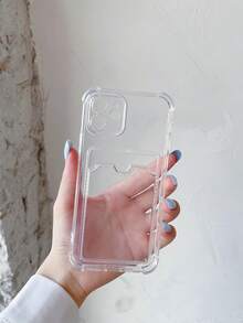 1 Stück transparente, einfarbige Muster-TPU-Telefonhülle mit vollständiger Abdeckung, stoßfest, kompatibel mit Apple iPhone 16, 15, 14, 13, 12, 11 Pro Max - Transparent - Übersicht 3