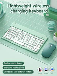 Clavier sans fil ultra-fin, souris sans fil, clavier avec des touches à bordure arrondie élégante, clavier sans fil portable silencieux, compatible avec iOS, Android, Windows, convient aux smartphones, ordinateurs portables, bureautiques, iPads, tablettes, pour usage domestique et de bureau, plusieurs options de couleurs, plug and play, interface Type-C