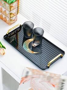 1 pièce Plateau de service en plastique thème céleste avec design de phare et de lune - idéal pour placer le thé, les desserts et les amuse-gueules dans la cuisine, la salle à manger ou le salon - parfait pour les mariages, les anniversaires et les cadeaux, plateau décoratif, vaisselle unique, traiteur, fêtes