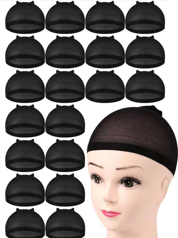 Wig Cap Inner Net - 100PCS Black Stretch Mesh Dome Wig Caps For Women, Lightweight Breathable Wig Liners For Braids, Weaving & Daily Wig Wearing
