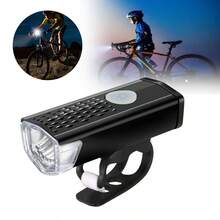 1pc Bicycle Light Night Riding Flashlight USB Charging Headlight Rainproof Mountain Bike Lighting Cycling Equipment - Black - View 3