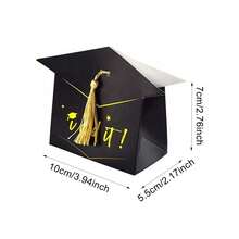 12/24 Pcs Graduation Gift Boxes With Tassel Black Grad Cap Treat Box Packaging Box Congrats Grad Gift Box Container For 2026 Graduation Party Decorations Favor Graduation Gift - Black - View 2