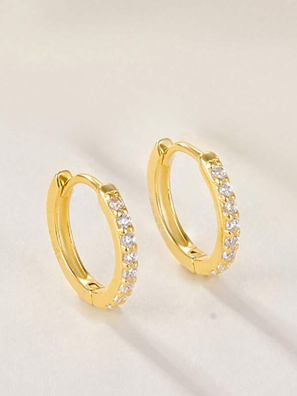 2pcs Luxury Round Gold-Plated Zirconia Earrings Girl Birthday Party Gift For Girlfriend Daughter Friend Sisters