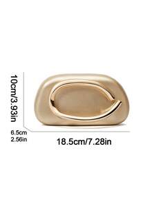 经典圆形盒状手拿包迷你钱包，复古金属手柄和肩链 - 金色 - 查看 4