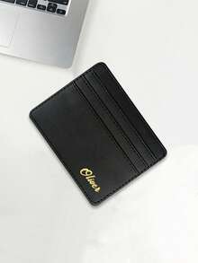 1pc Customized Name Black Card Bag, Large Capacity Card Holder, Small Card Holder, Multiple Card Holders, Women's Small And Compatible With Both Men And Women, Daily Use, Dates, Birthdays, Holidays, Back To School, Summer, Holidays, Beaches, Travel, Commuting, Business, Students, Picnics, Camping, Supermarkets,New Year Glamour - Black - View 2