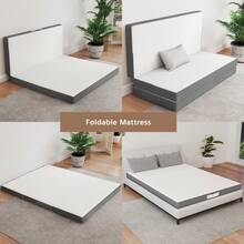 CHEVNI 4 Inch Tri Fold Mattress Twin Full Queen Hybrid Mattresses Memory Foam Mattress With Washable Cover And Non-Slip Bottom - Grey - View 5