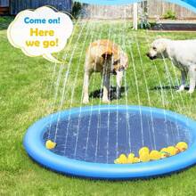 Alfombra antideslizante para salpicaduras para perros, piscina para perros con acolchado grueso, alfombra rociadora antideslizante, juguete de agua de verano para mascotas, alfombra resistente para juego de agua para perros grandes, estera de juego de agua para patio trasero.