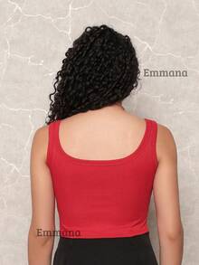 Kit 2 Cropped Canelado Regata Feminino Blusa Básica Camiseta Curta Croped Casual - Cinza/Vermelho - Visão 10